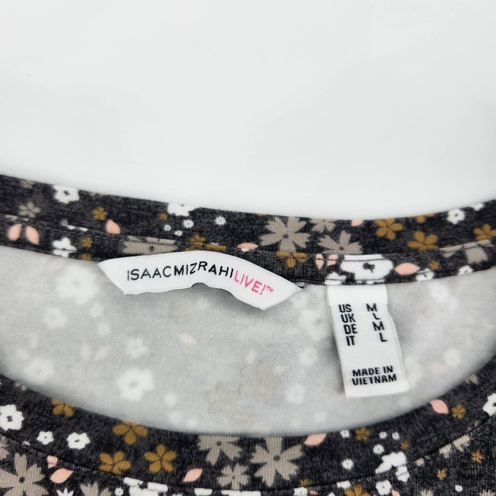 Isaac Mizrahi Multicolor Floral Long Sleeve Casual T Shirt Top Women's Medium - Picture 3 of 6